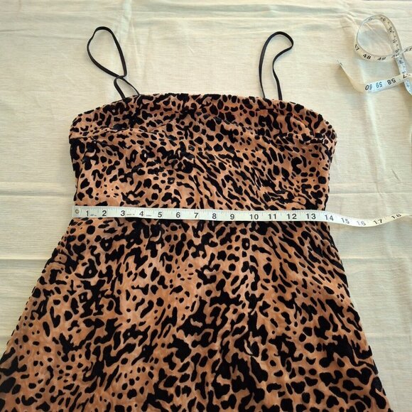 Lush Leopard Dress Sz L Crushed Velvet Adjustable Straps Party Cocktail Holiday - Picture 12 of 16
